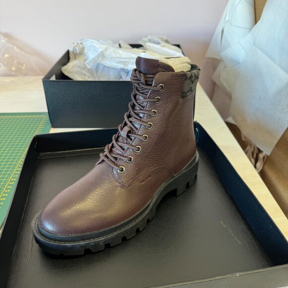 Coach Citysole Monogram Signature Work Boot – Grained Leather Side Zip - Picture 4 of 6